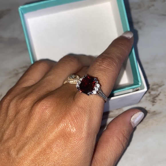 🪞 faceted garnet stone sterling silver 925 ring - Picture 10 of 10